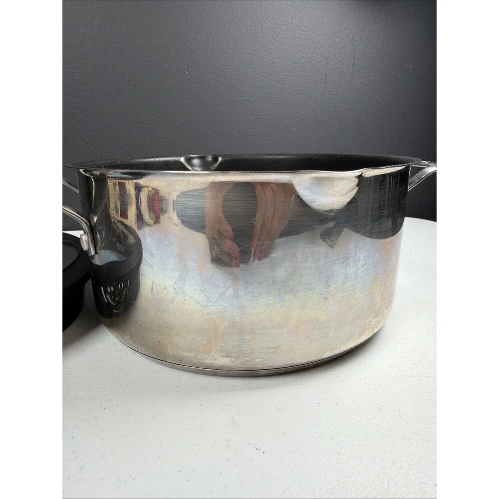 Princess House 5qt Round Straining Pot Casserole W/ Silicone Etched Glass Lid